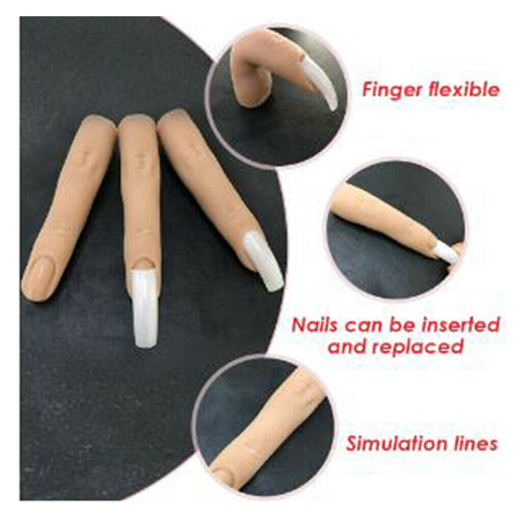 2 Pieces False Practice Finger Nail Art Training Finger for Acrylic Gel