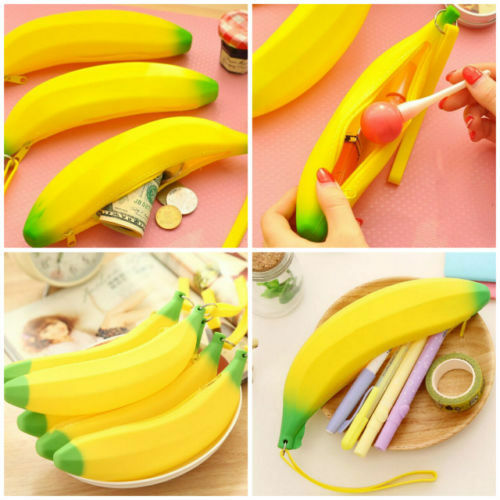 Novelty Silicone Portable Banana Coin Pencil Case Purse Bag Wallet Pouch  GwBDA