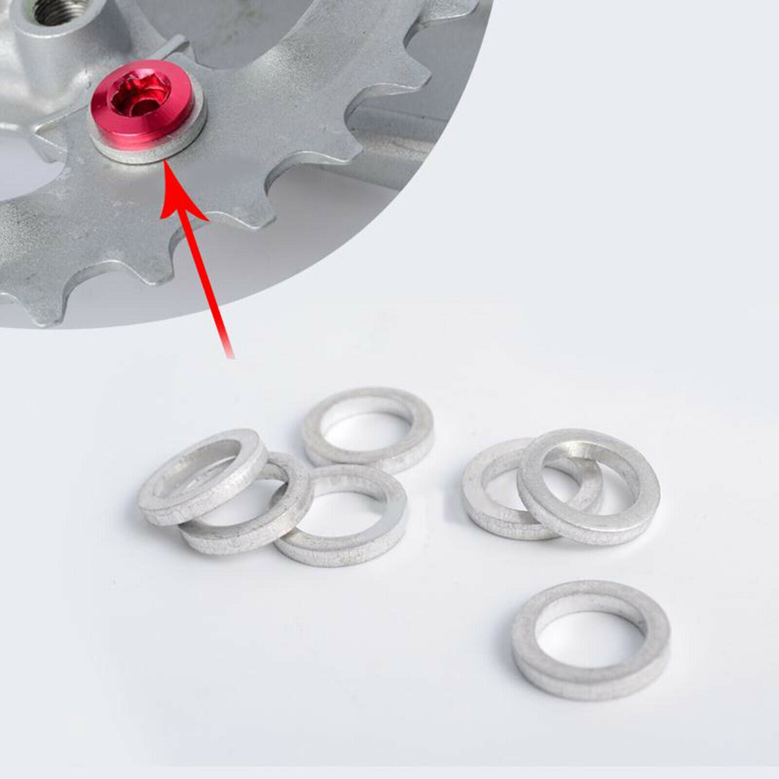 10Pack Bike Bicycle Chainwheel Bolt Spacer Shim Gasket Ring Fixing Part