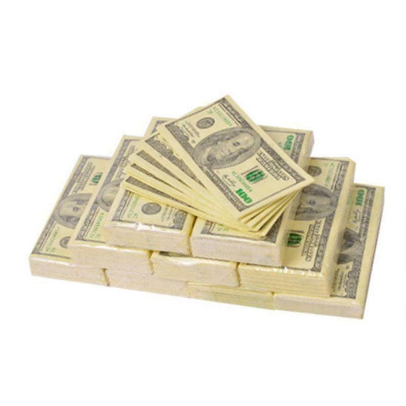 8 Packs Napkin Paper 100 Dollar Raw Wood Pulp Facial Tissue Handkerchief Party