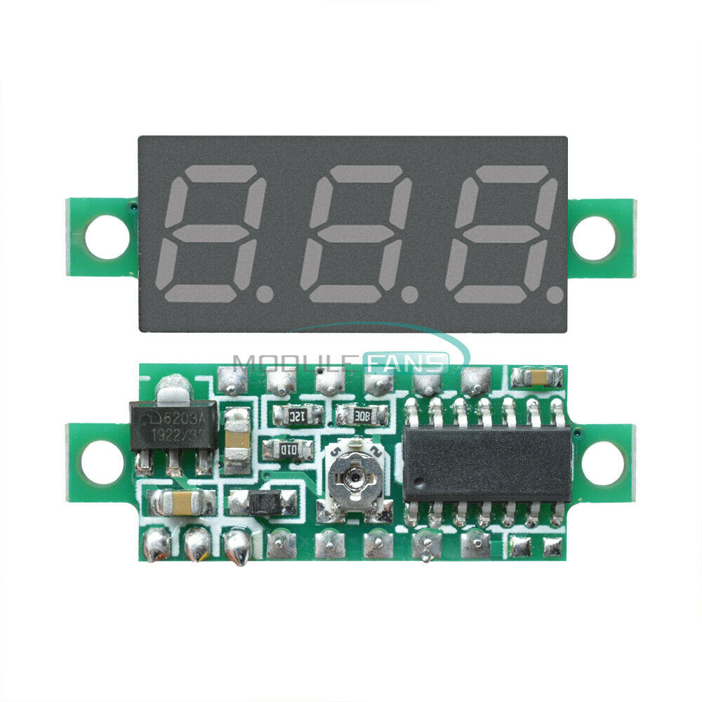 Blue 0.28" LED DC 0-100V Voltmeter Digital Display Voltage 3-wire 12V 24V