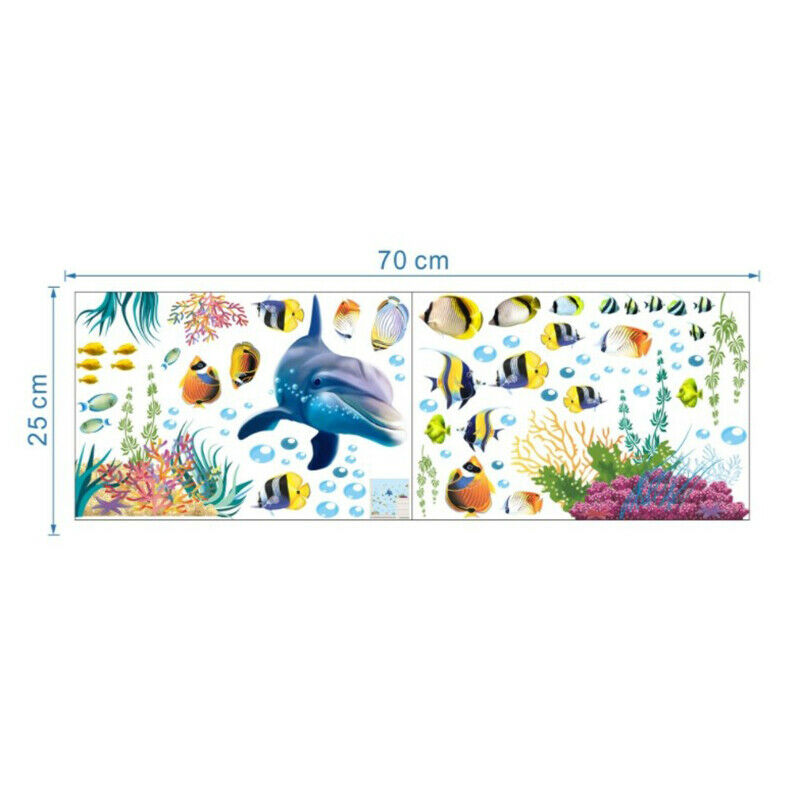 Dolphin Fish Aquarium Ocean Wall Stickers For Kids Rooms Bathroom Kitchen.l8