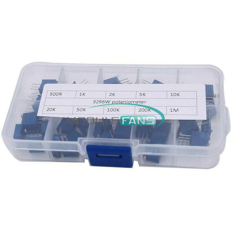 50PCS 10value 3296 Trimmer Trim Pot Potentiometer Resistor Box Kit Assortment
