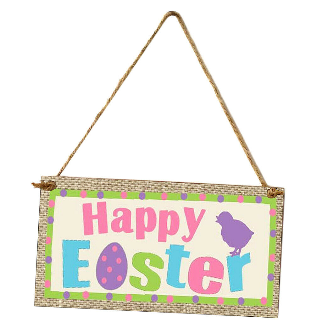 Easter Hanging Sign Pendant Ornament Bunny Wood Crafts Decor Happy Easter 1