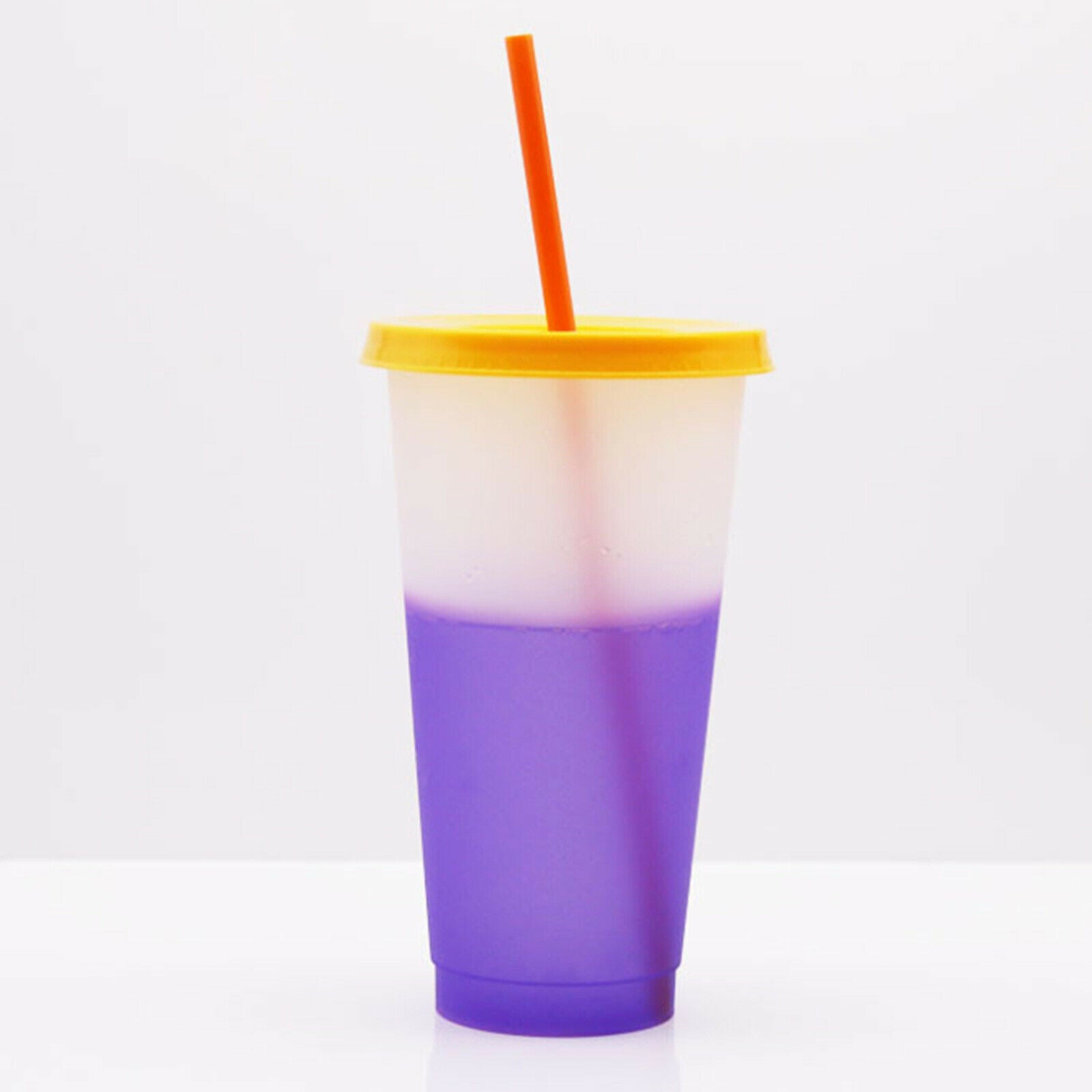 Reusable Color Changing Cups 7pcs Cold Drinks Travel Tumbler with Lid Straw 24oz