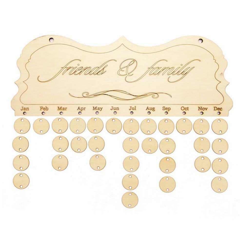 DIY Wooden Birthday Calendar Sign Special Dates Planner Board Hanging Decor @
