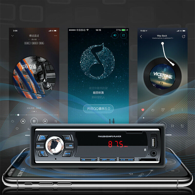 12V 1 Din Universal Car Bluetooth MP3 Player Supports TF Card U Disk FM Radio