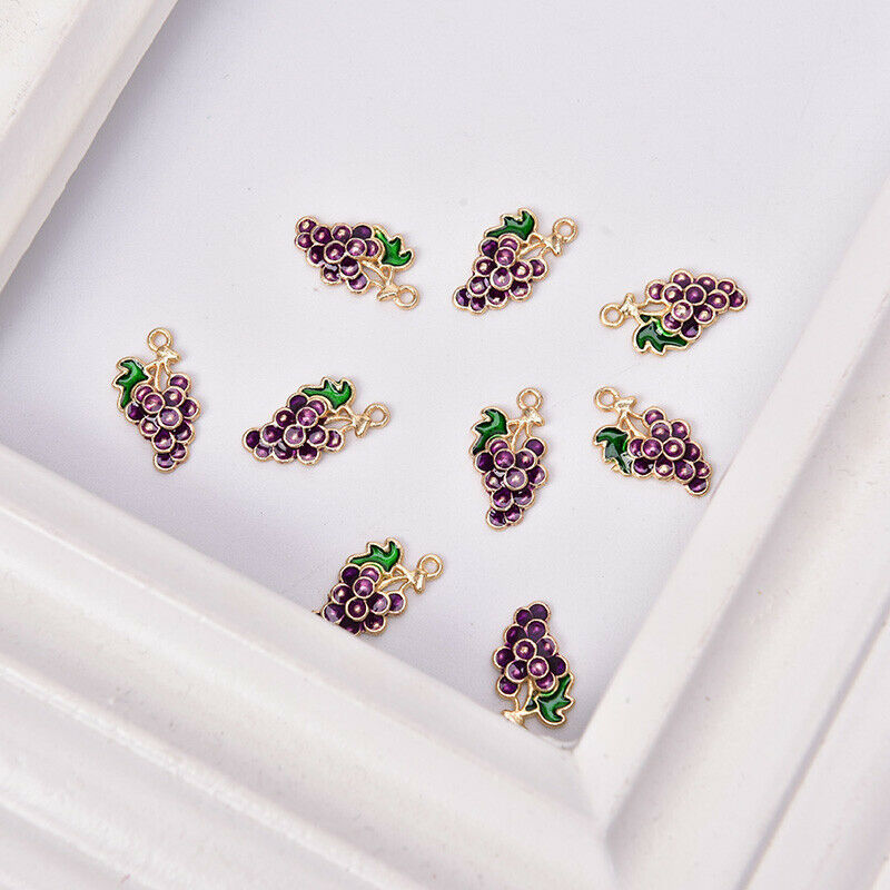 10Pcs/lot Alloy Enamel Grape Fruit Charms Pendants Craft DIY Jewelry Findings NC