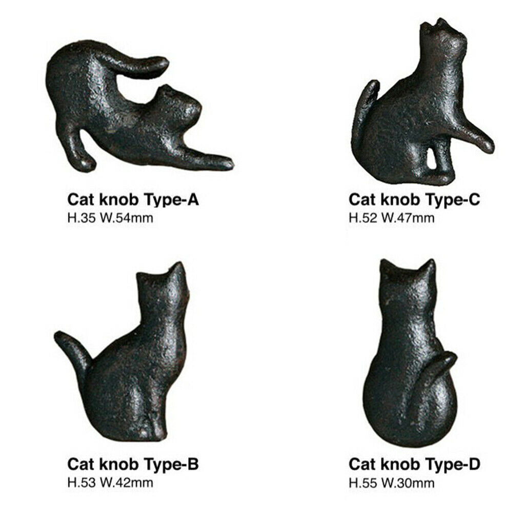 Cast Iron Cat Shaped Cabinet Furniture Door Knob Cupboard Wardrobe Pulls C