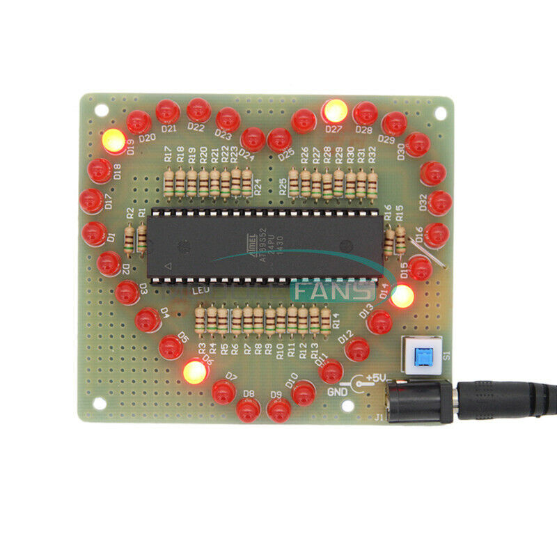 Love Heart shaped LED Red Light Water Electronic Flashing Suite Gift DIY Kits