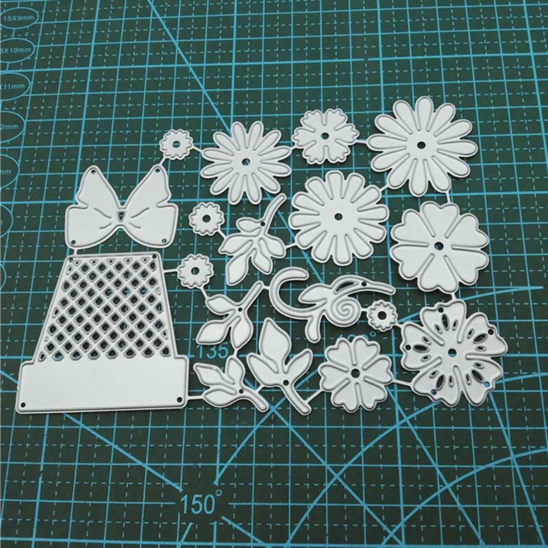 Flower Pot Metal Die Cuts Stencils Set DIY Scrapbooking Paper Crafts Cutting Die