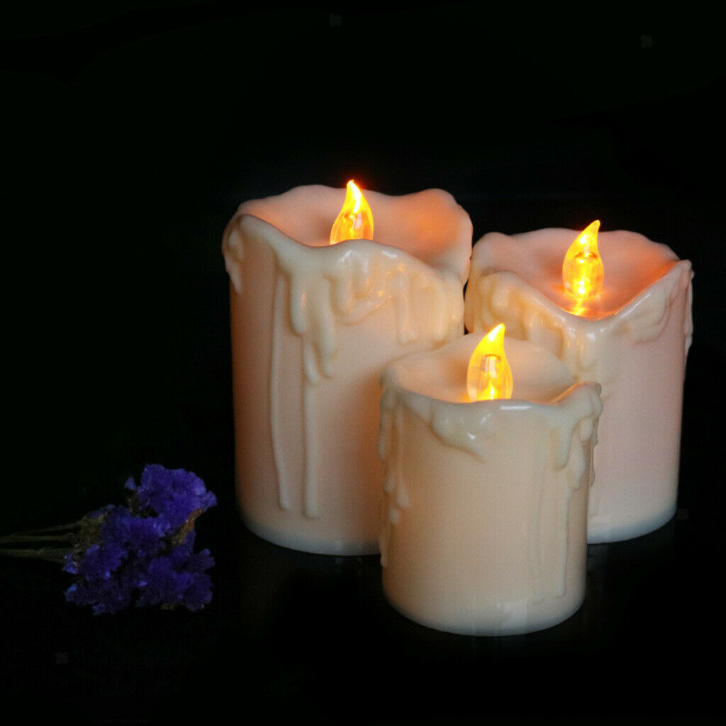 3pcs LED Candle Battery Operated Taper Candles Wax Candle for Party Dinner