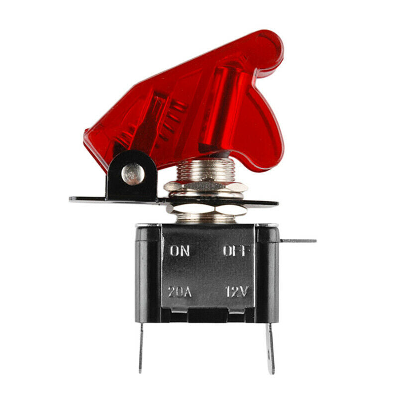 5X 12V 20A Red Cover LED Rocker Toggle Flick Switch SPST ON/OFF Truck Boat 2Pin
