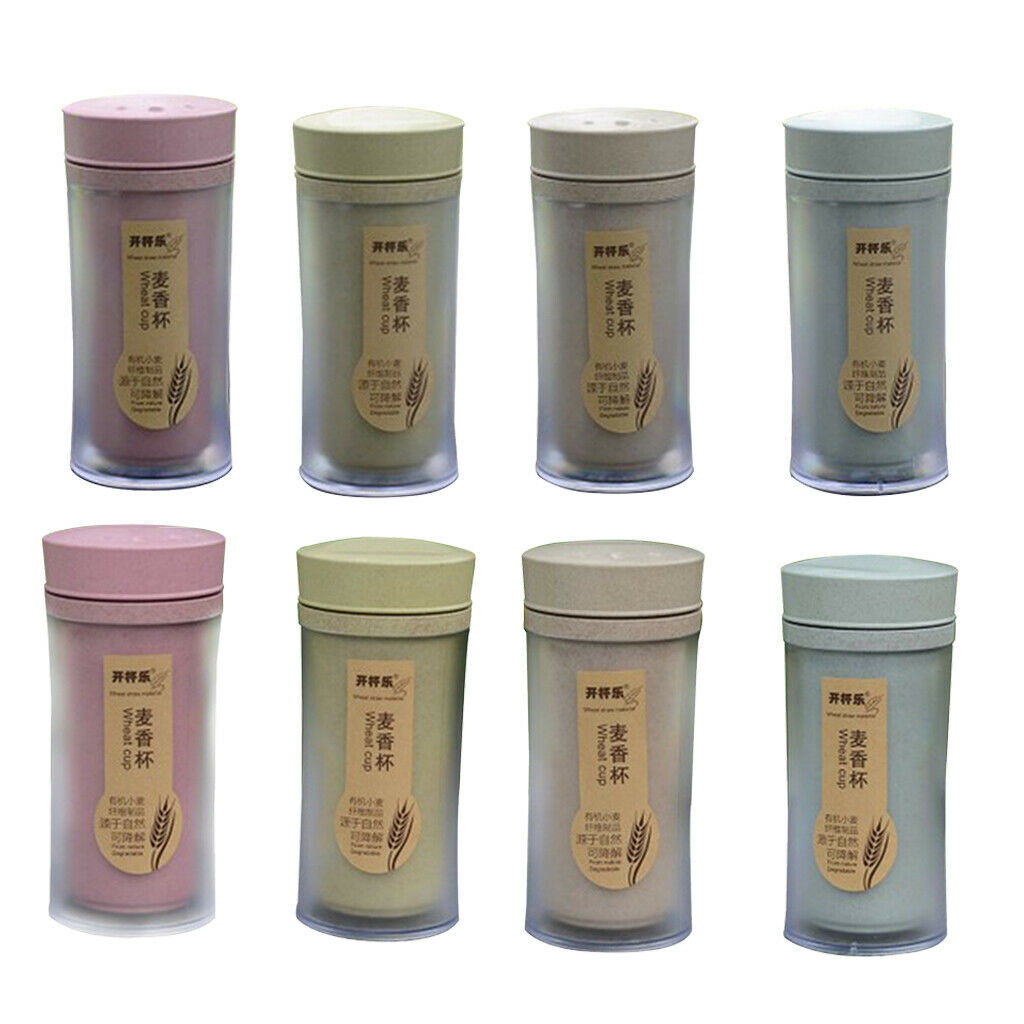 wheat straw insulating cup and leakproof portable tea cup 330ml  Pink