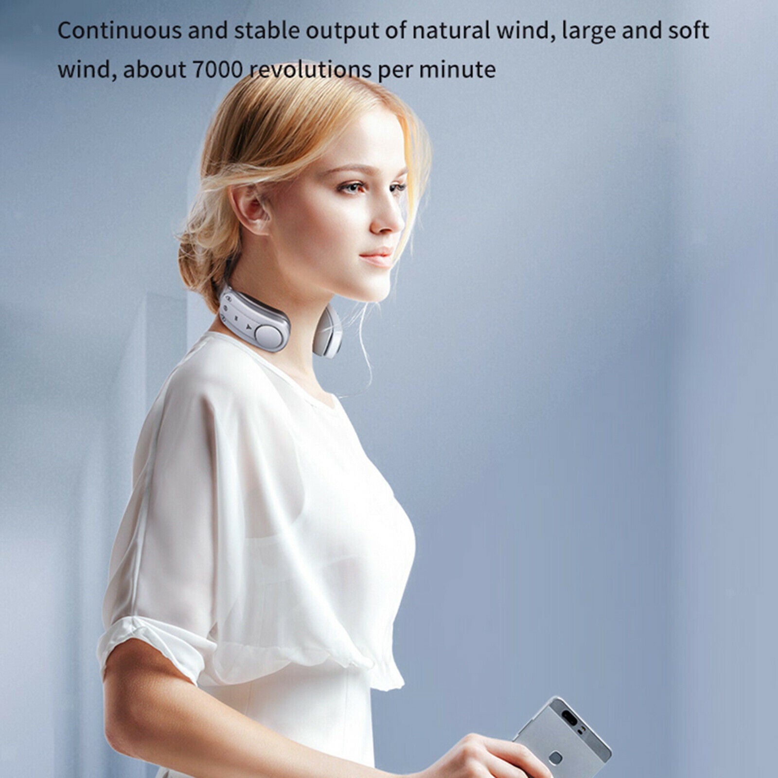 Electric Hanging Neck Fan Cooling Cooler Heating Massager for Muscle Relax