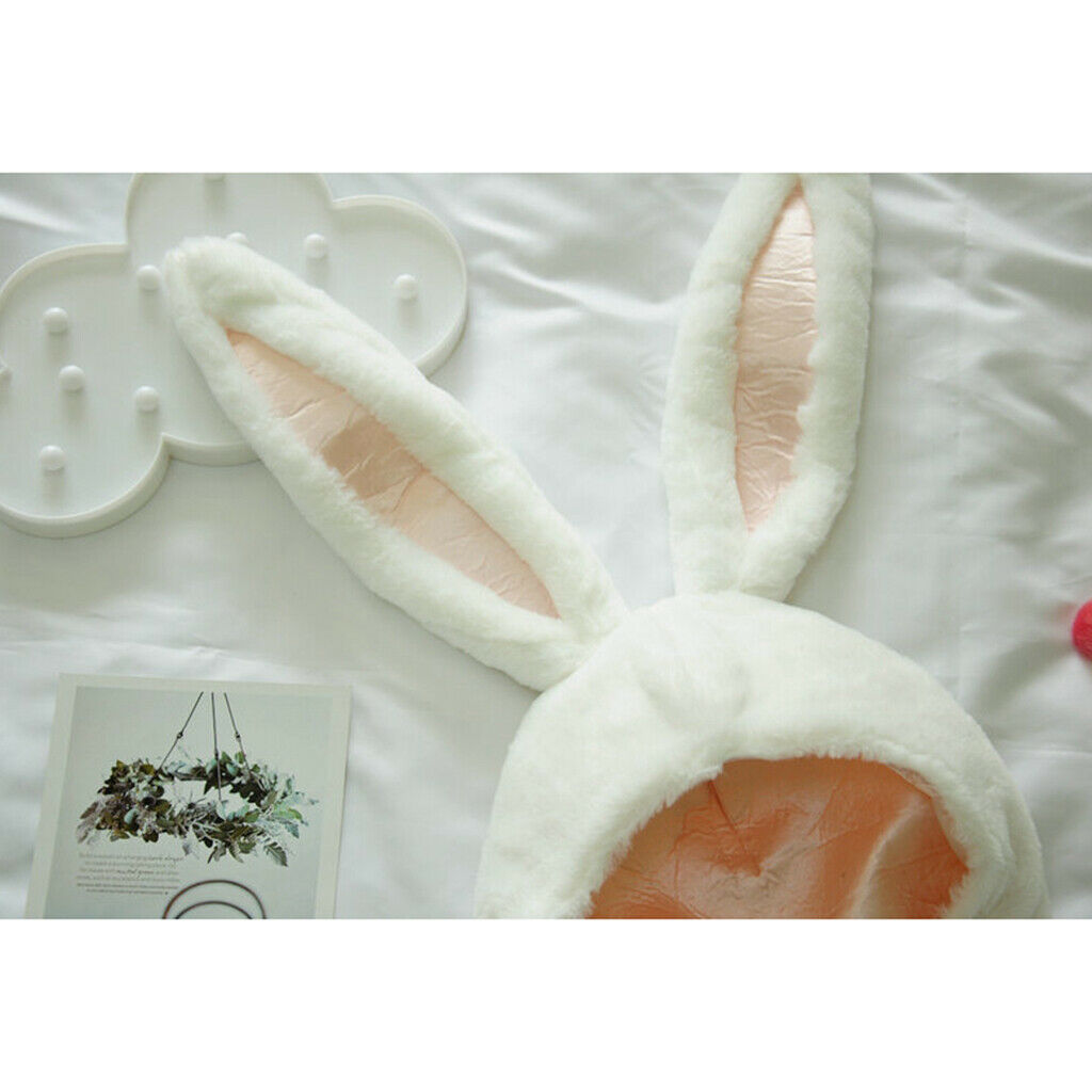 Girls Rabbit Headband Plush Bunny Ears Hood White Rabbit Hats   Headdress