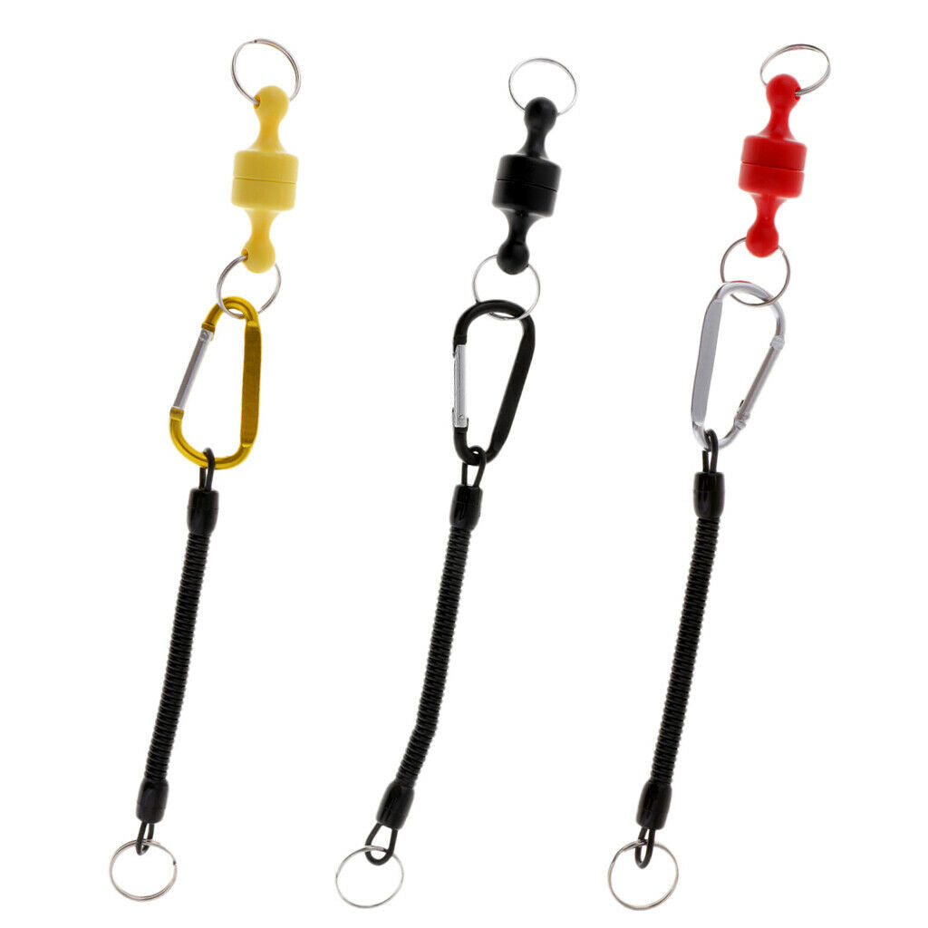 3pcs  Net Release Holder&Wire Steel Fishing Coiled Lanyard&Carabiner