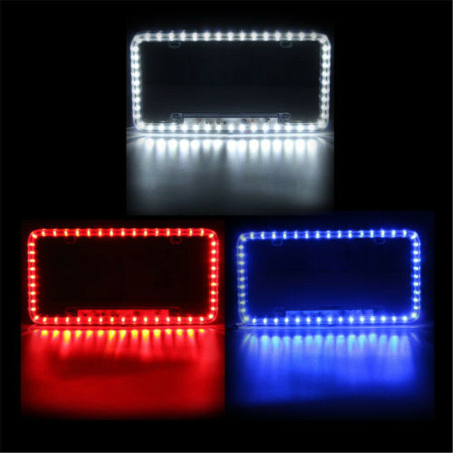 Universal 12V Red 54 LED Lighting Car Rear Number License Plate Cover Frame New