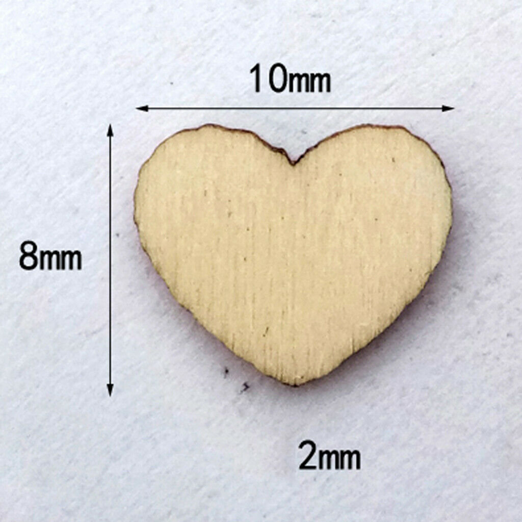 100 Pieces Wooden Hearts Shaped Wood Slices Crafts for Wedding Table Scatter