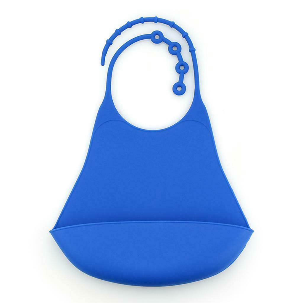 Bib Made of Silicone, with Crumb Protection - Dark Blue