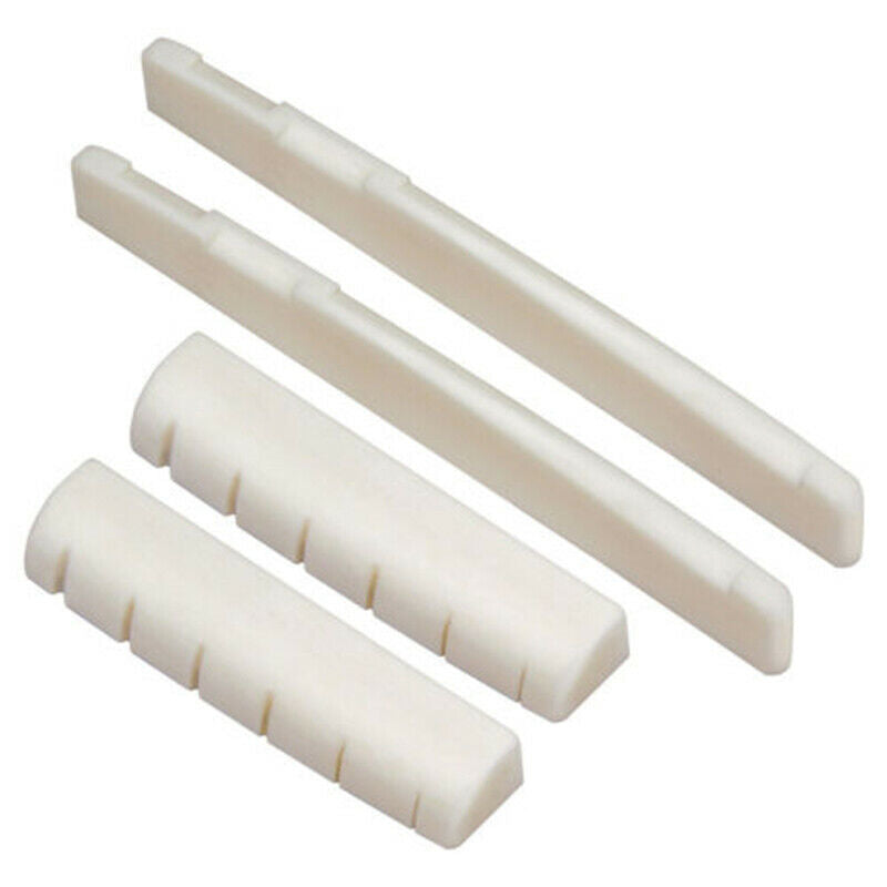 2 Sets 6-String Acoustic Guitar Bone Bridge Saddle And Nut Made Of Real Bone Kit