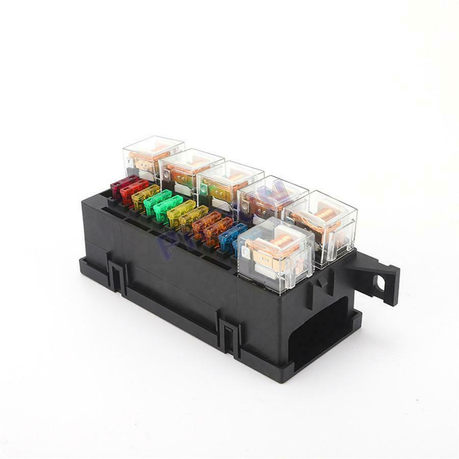 Car Modified Relay Fuse Box Kit w/ 11x Fuses + 6 Relays 5 Pin 12V Universal