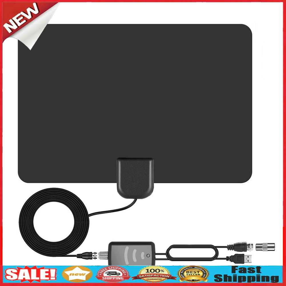 Digital TV Antenna VHF UHF Aerial with Amplifier 80 Miles DVB-T/T2 Receiver @