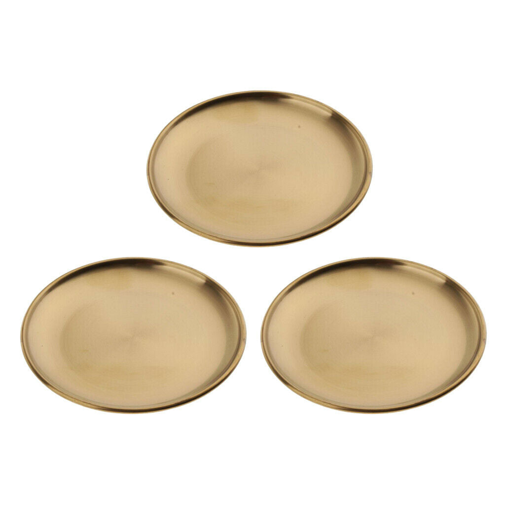 3x Stainless Steel Salad Dessert Dinner Plate Dish Tableware 5.5 Inch in Dia