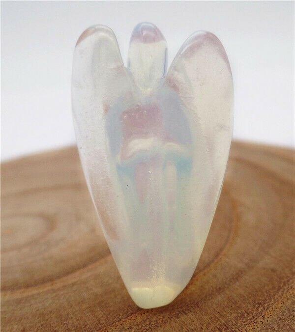 37x20x13mm White Opal Carved Angel Statue Reiki Healing Home Decoration HH8088