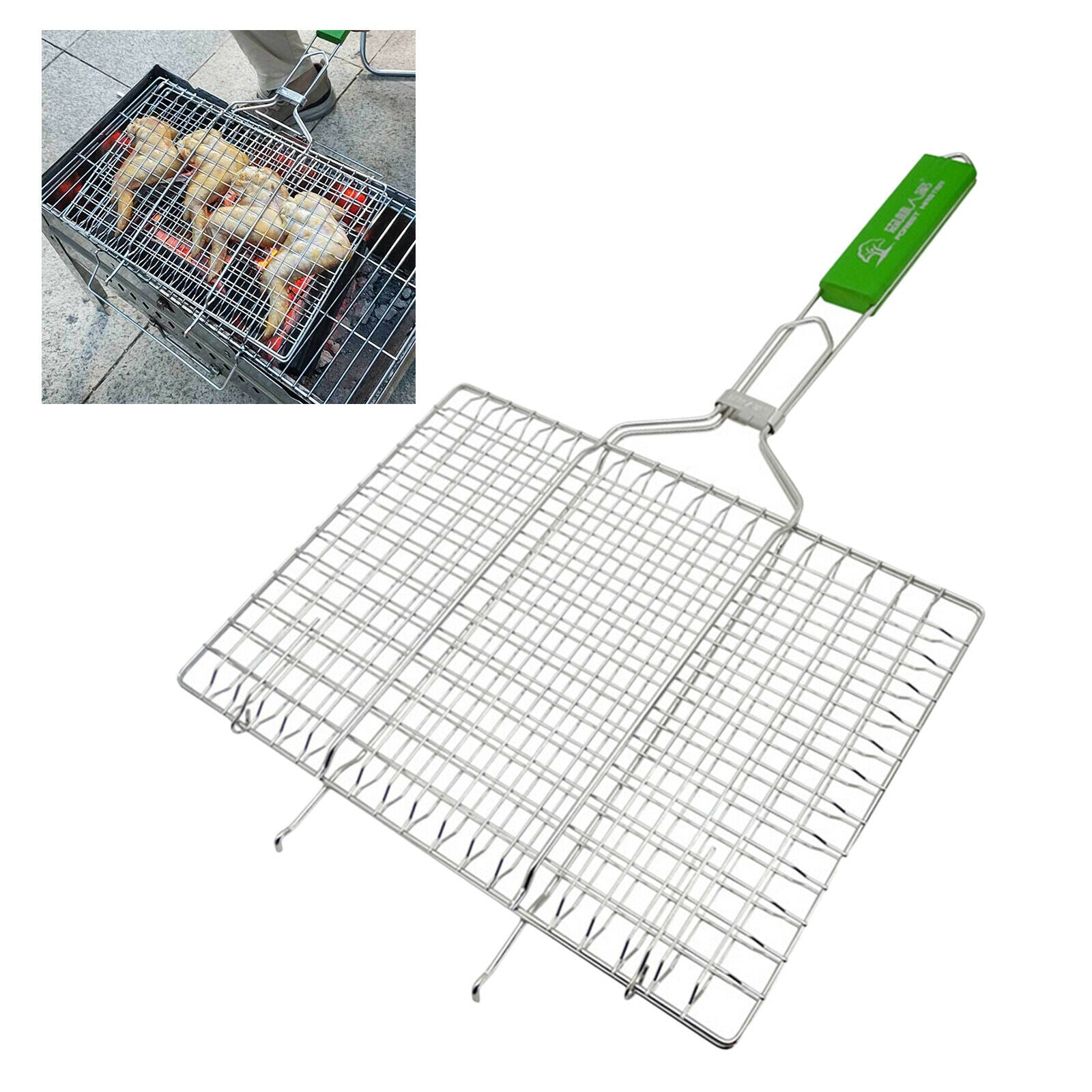 Portable BBQ Fish Grilling Basket Vegetables Fish Meat Foldable Grill Net