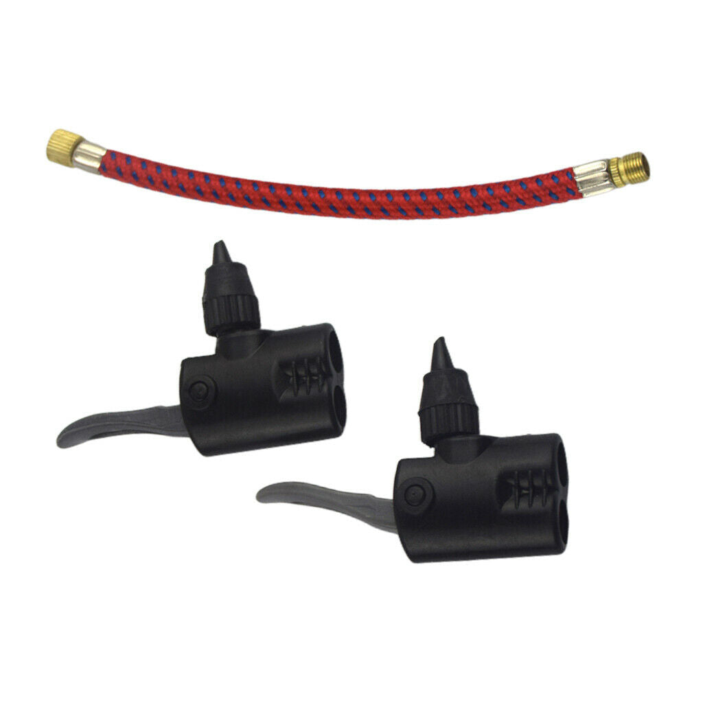 2x Nylon Pump Dual Head 6.5'' Bike Extension Hose Extend Tube Converter Adaptor