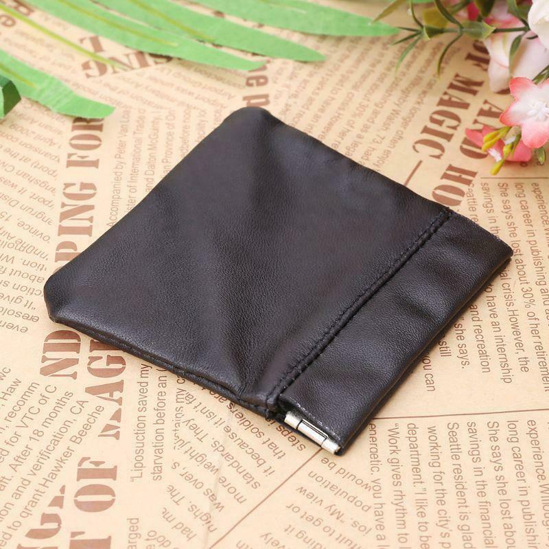 Men Ladies Leather Coin Pouch Snap Top Purse Strong Metal Spring Closure
