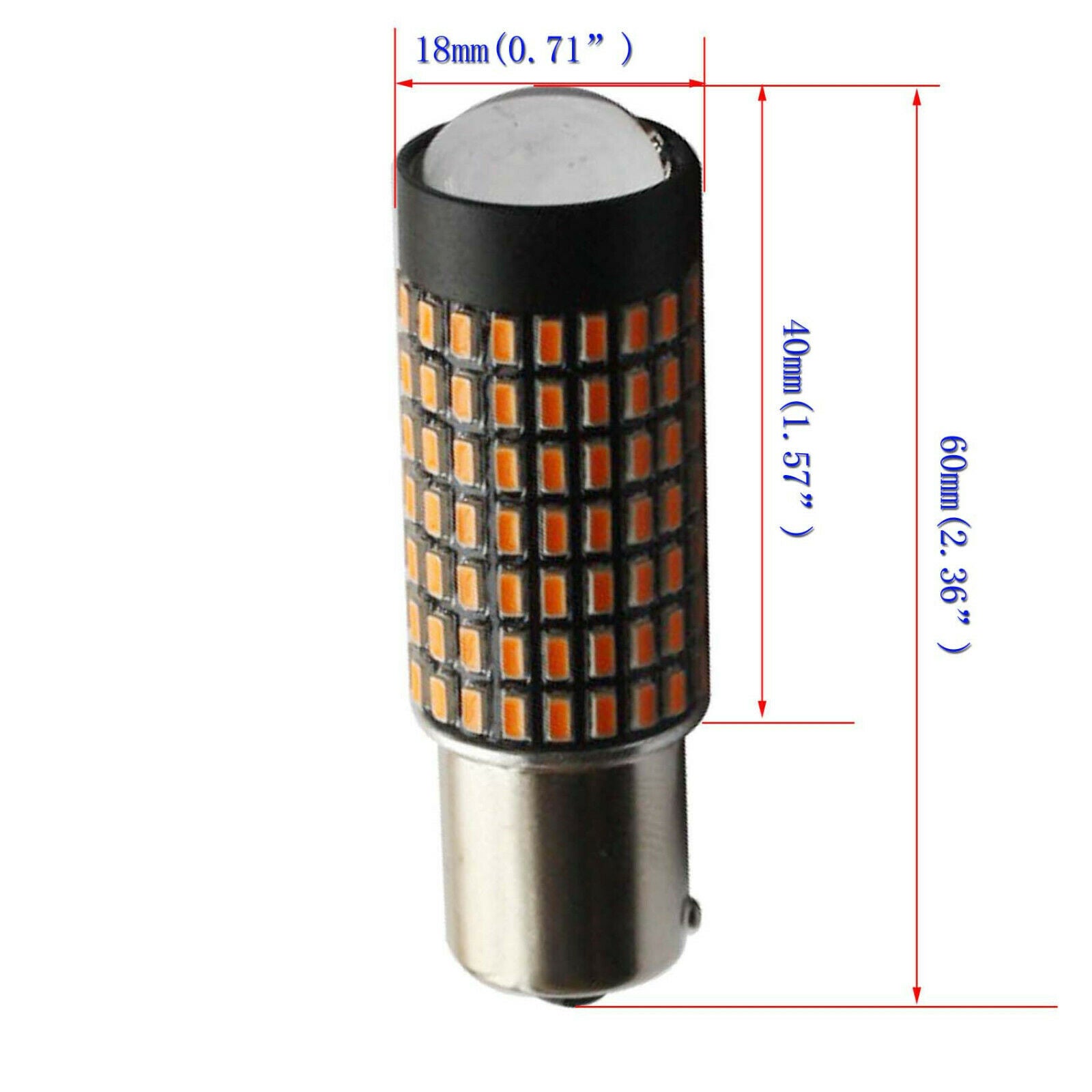 2* Super Bright yellow amber 144SMD 1156 BAU15S PY21W LED turn signal tail Light