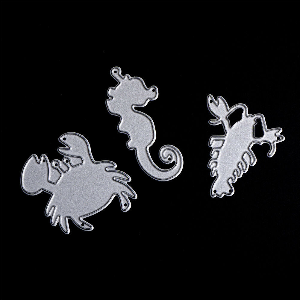 3Pcs Crab Shrimp Seahorse scrapbooking photo album Metal Stencil cutting .l8