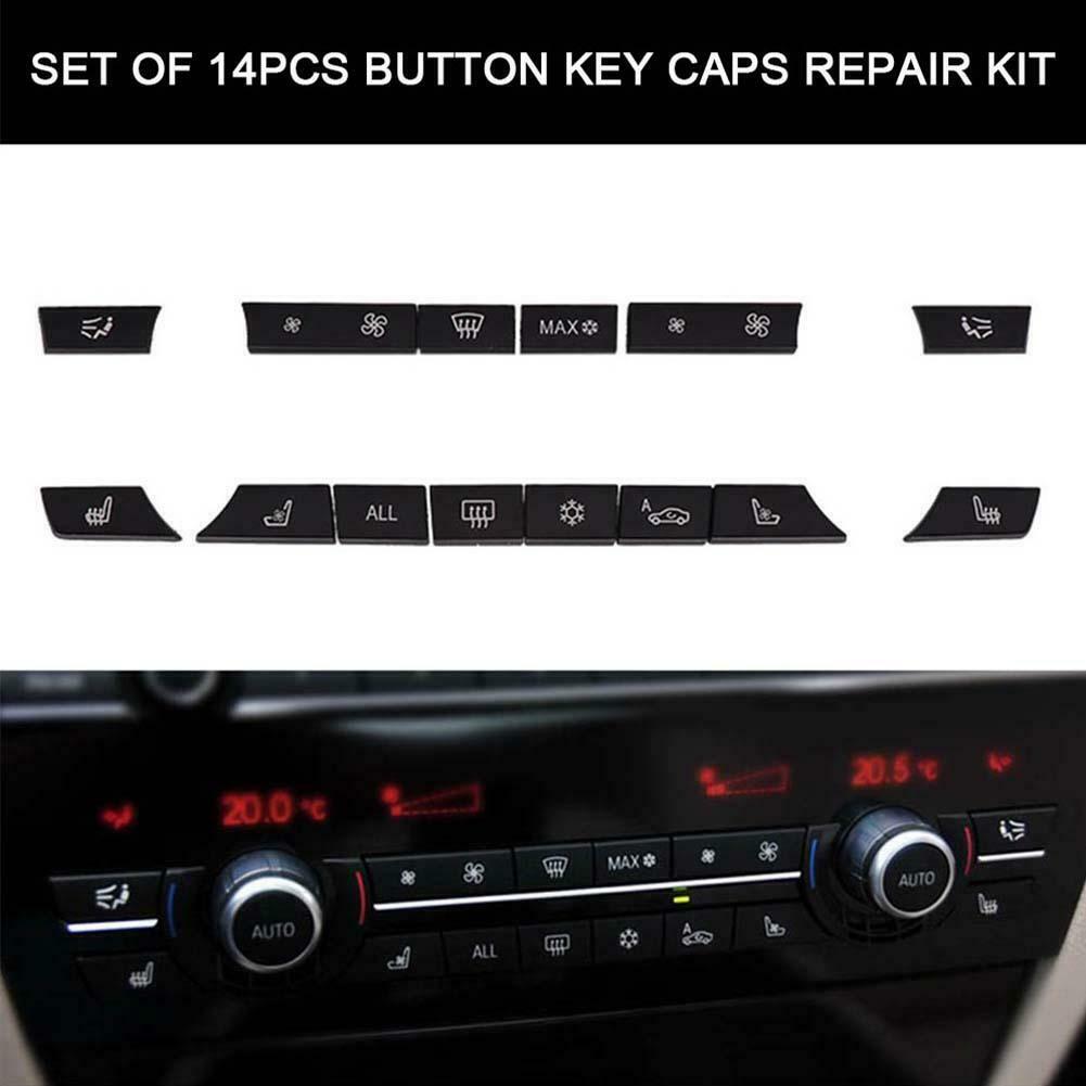 14pcs Button Key Caps Repair Kit A/C Heater Switch for BMW 5/6/7 Series