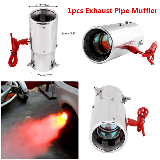 Modified Car Exhaust Pipe Flame Spray Red Light Spitfire Muffler TipUniversal