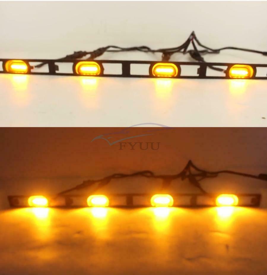 4PC For Tacoma 2012-2015 Amber Front Bumper Grille LED Lights W/ Wiring Harness