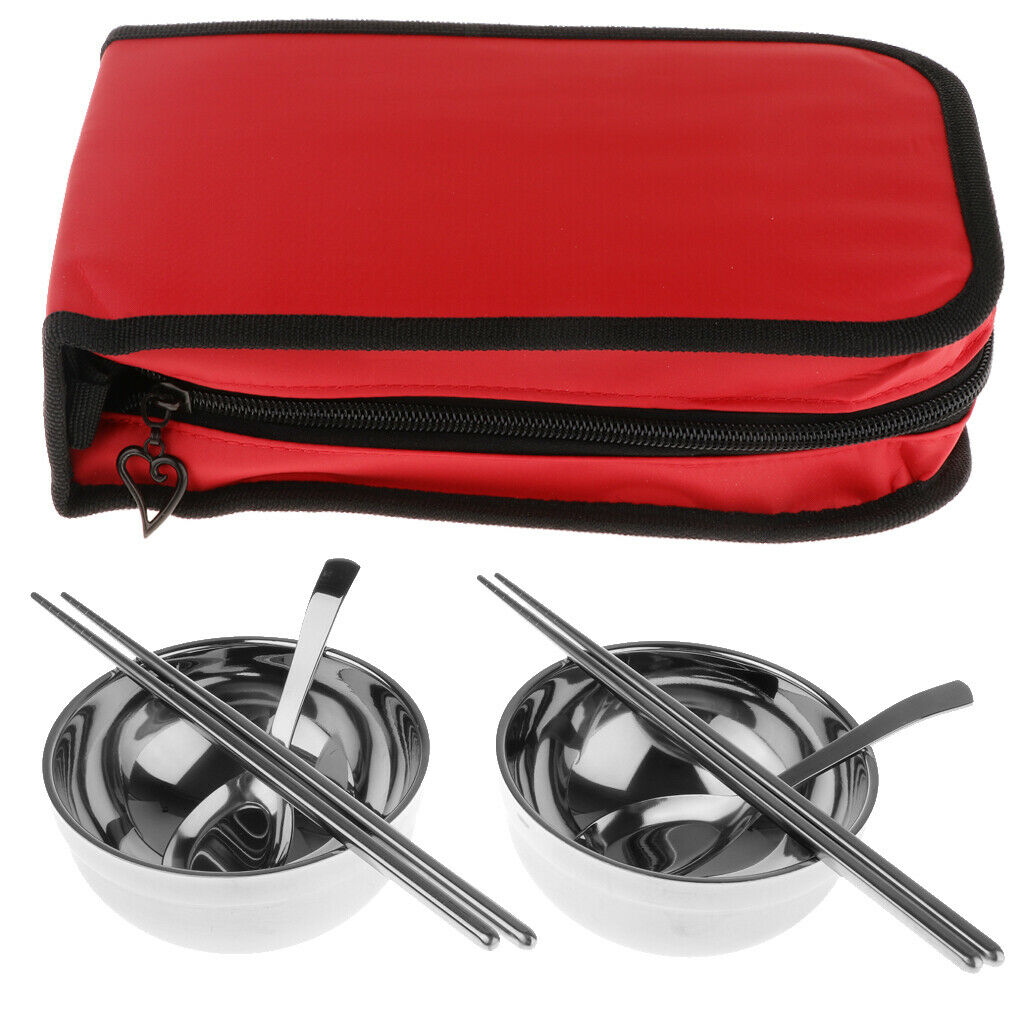 Camping   Cutlery   Set   Red  ( flat - bottomed   spoon )  two - piece   set