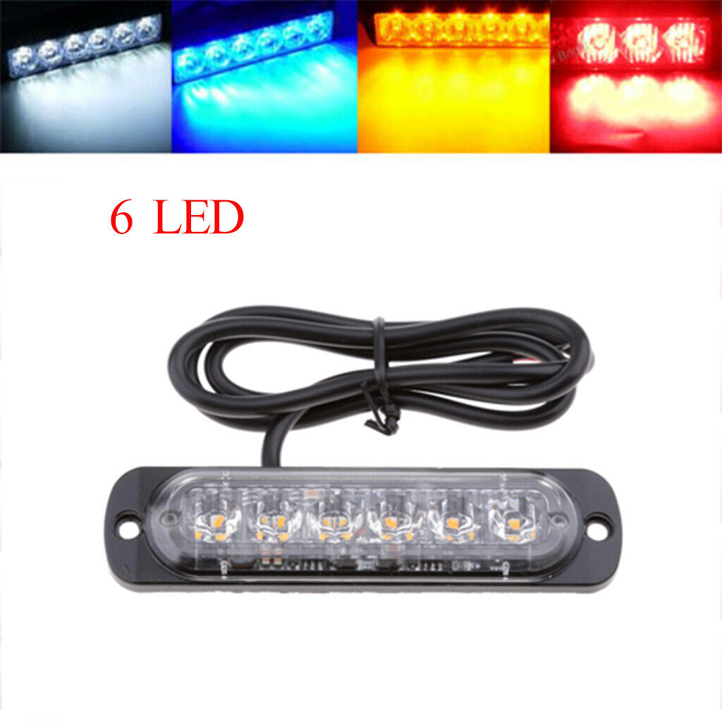 2pc 4.3" 6 LED Car Emergency Beacon Warning Hazard Flash Strobe Light Bar