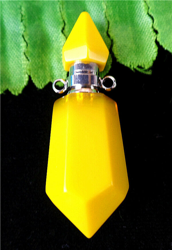43x13mm Yellow Compound Glass Facet Perfume Bottle Reiki Pendant HL79125