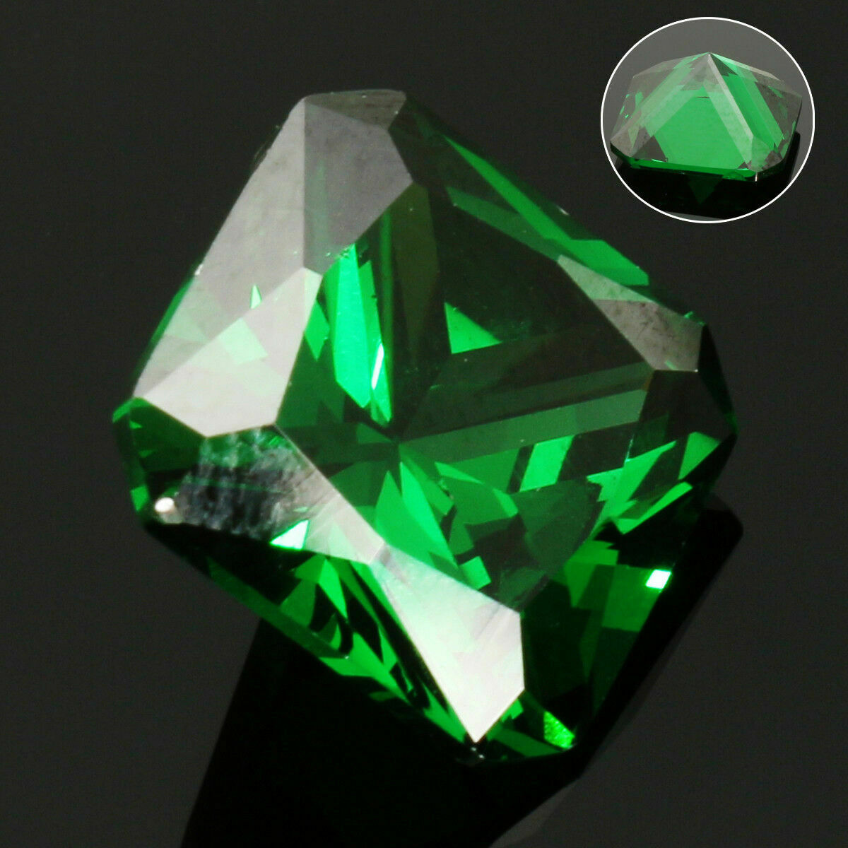 10X10mm 5.61CT Green Sapphire Zirconia Gems Faceted Cut Loose Gemstones