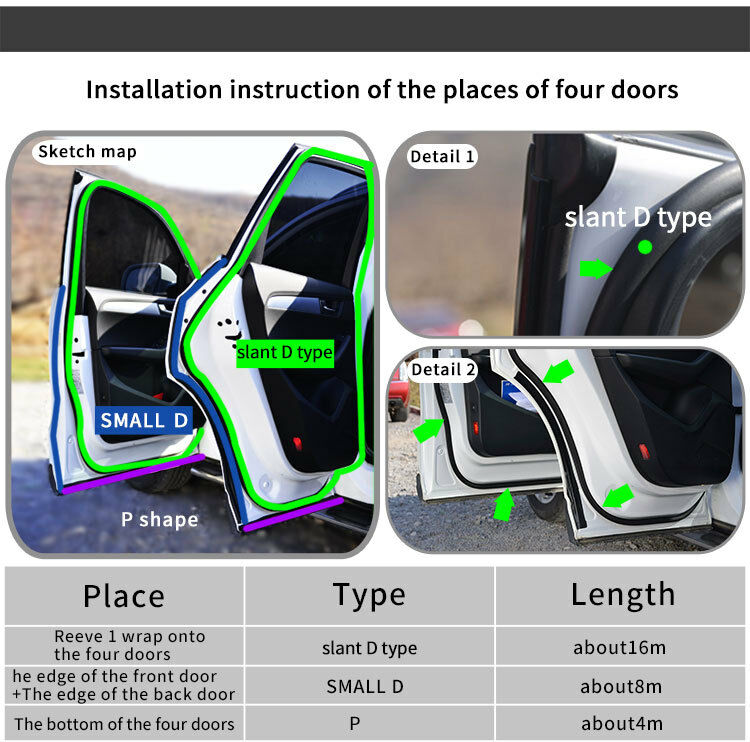 Universal 4M Update D Pillar Car Door Frame Bonnet Trunk Cover Sealing Strips