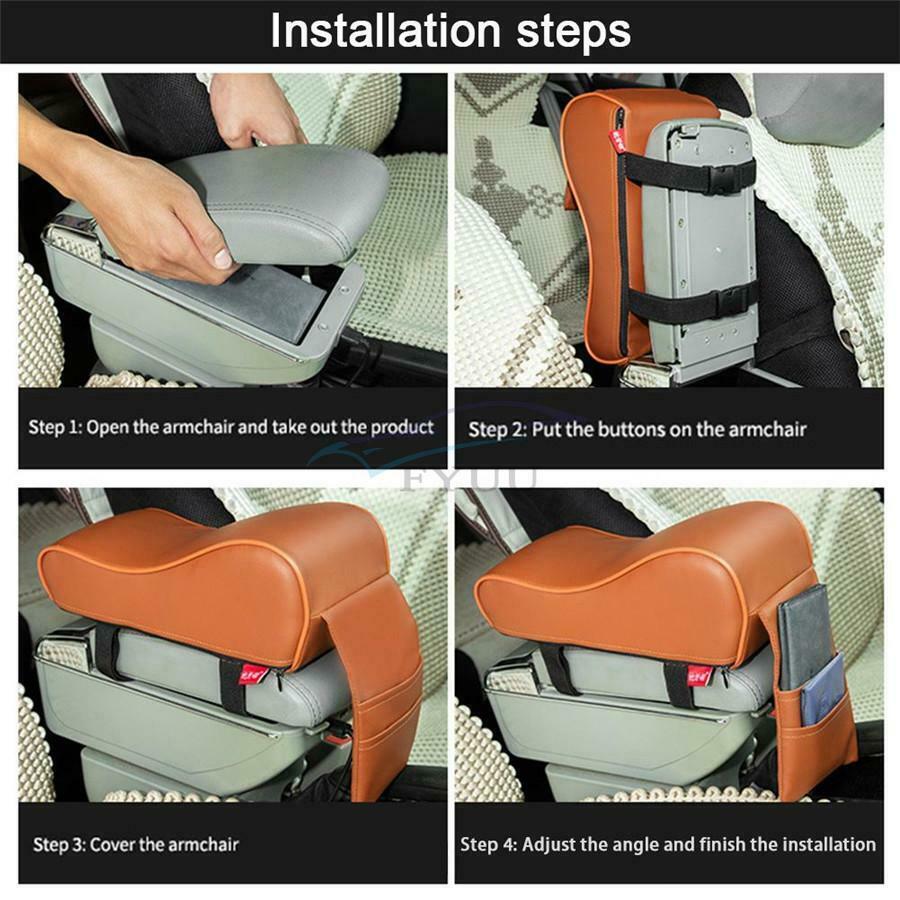 1PC PU Leather Black Car Memory Foam Central Armrest Box Cushion Storage Bag