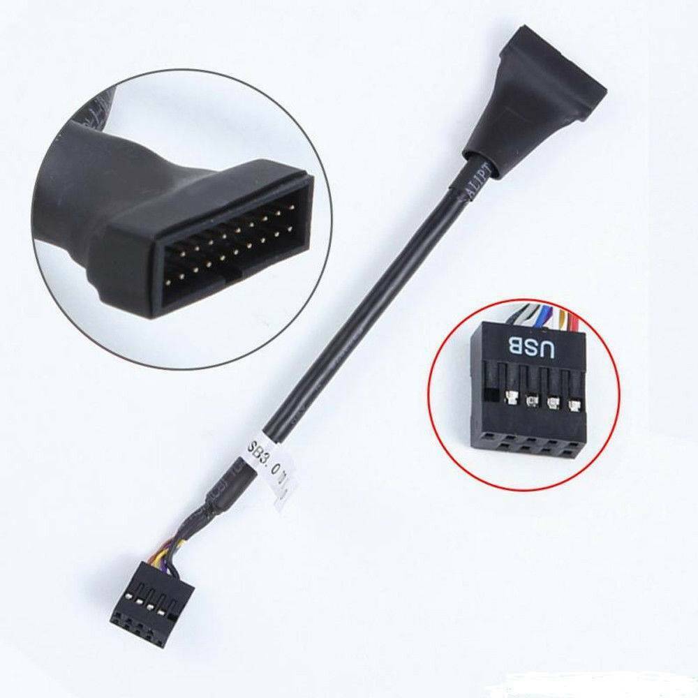 USB 3.0 20 Pin to Motherboard USB 2.0 9 Pin Female Converter Adapter Cable Black