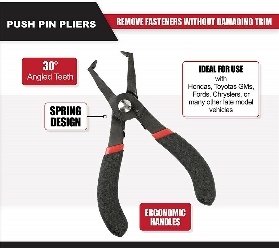 30Â° Push Retainer Pin Pliers Remove Plastic Poly Rivet Center Pin Panel Tool