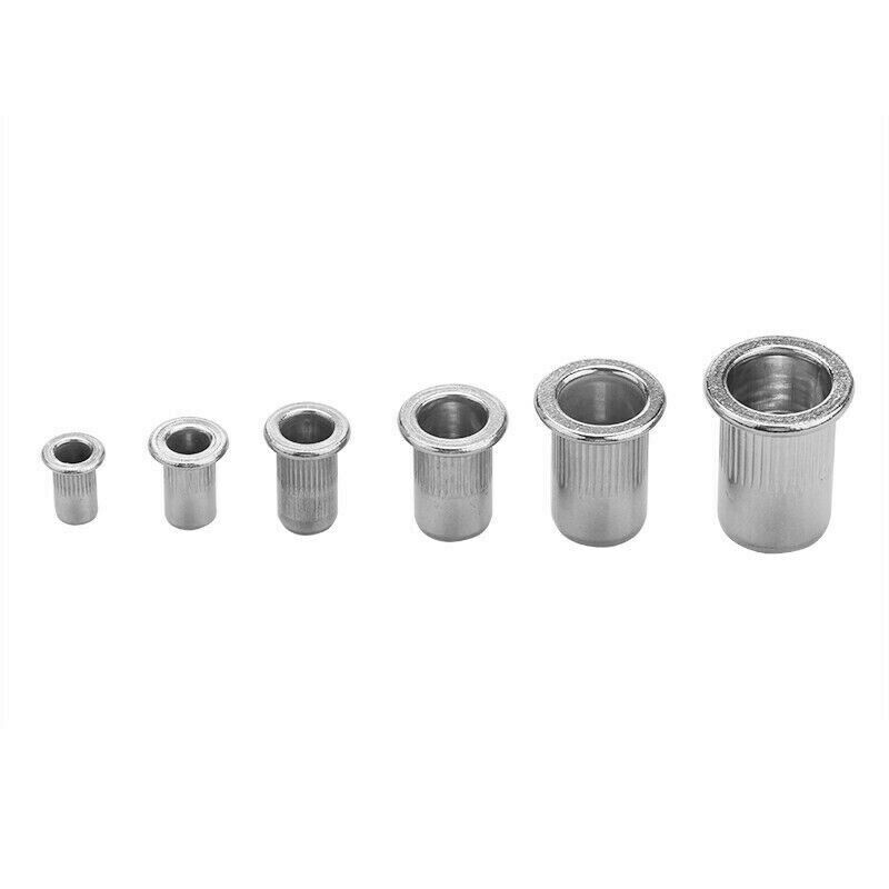 130Pcs Stainless Steel Rivet Nut Vertical Pattern Flat Head Nut Combination
