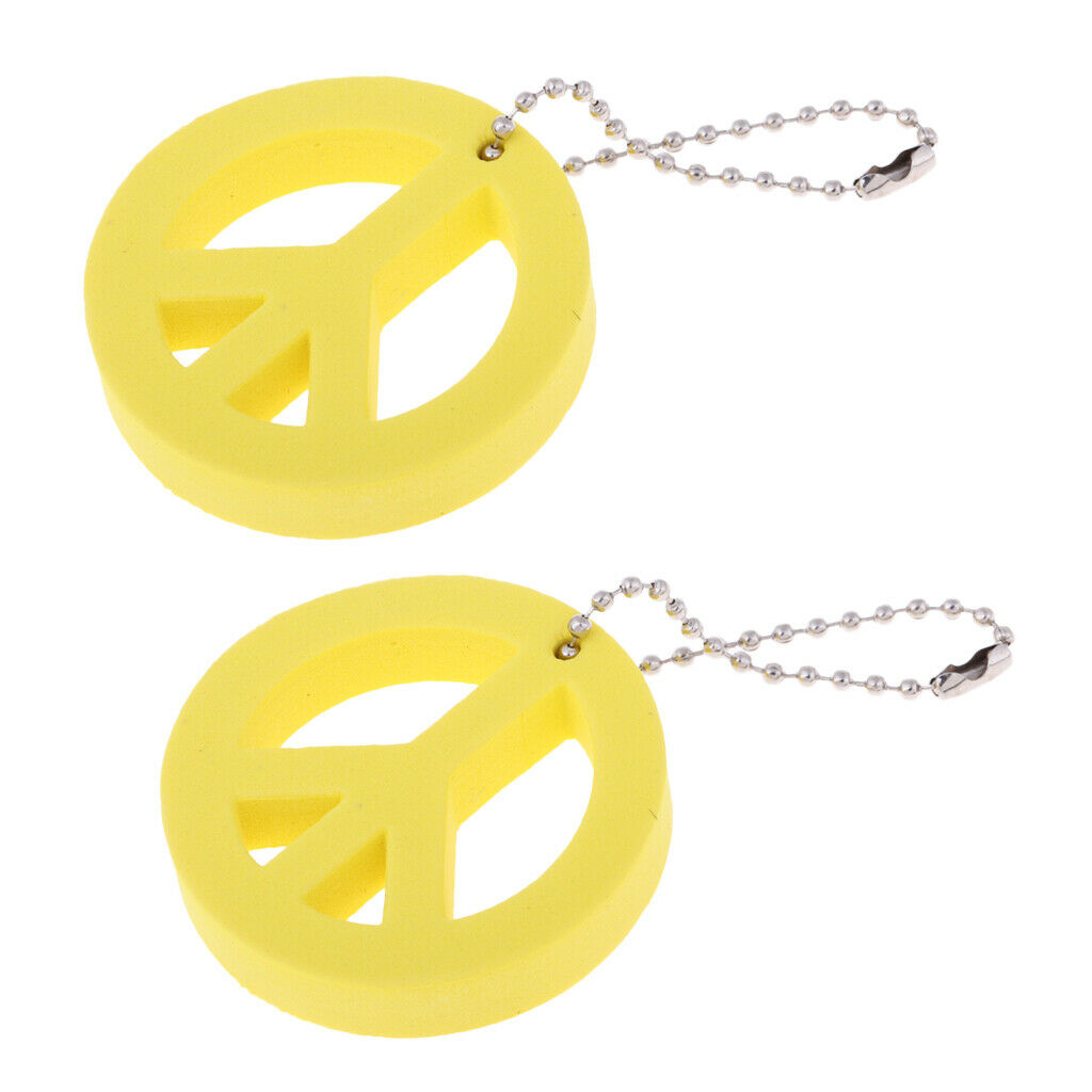 4X 2 Pieces Round Buoy EVA Floating Keychain Keyring Yachting Key Float Yellow