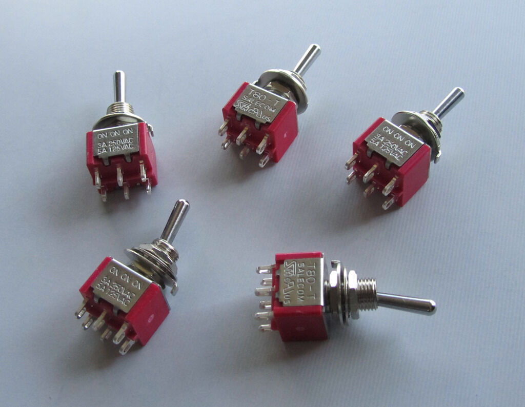 5x DPDT 6 Pin 3 Way ON/ON/ON Guitar Mini Toggle Switch SALECOM Car/Boat Switches