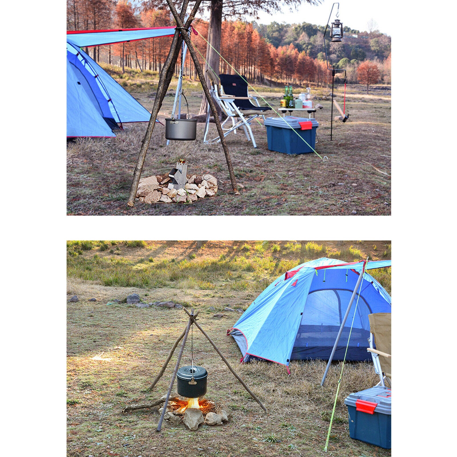 Camping Tripod Portable Campfire Grill Pot Holder Hook Adjustable Chain BBQ