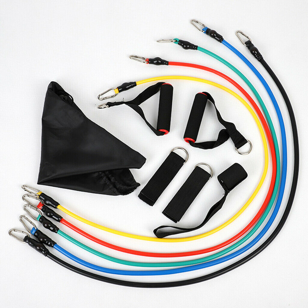 11Pcs Resistance Bands Home Workout Tube Arm Exerciser Trainer Gym Yoga